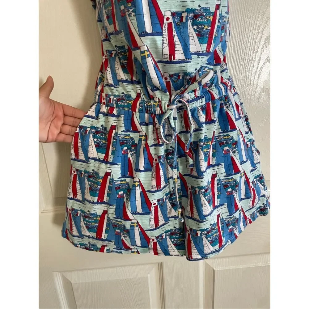 Vineyard Vines Medium Americas Cup Scoop Neck Short Romper